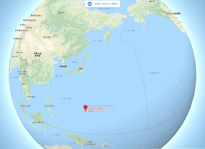 世界地図 グアムの位置