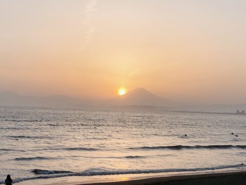 富士山に沈む夕日